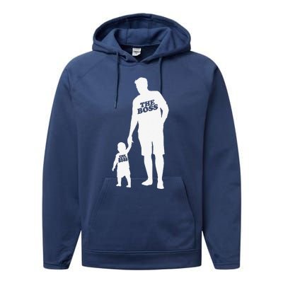 The Boss The Real Boss Father Son Partner Look Fathers Day Performance Fleece Hoodie