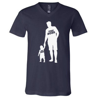 The Boss The Real Boss Father Son Partner Look Fathers Day V-Neck T-Shirt