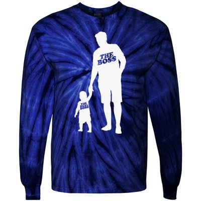 The Boss The Real Boss Father Son Partner Look Fathers Day Tie-Dye Long Sleeve Shirt