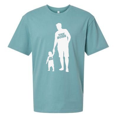 The Boss The Real Boss Father Son Partner Look Fathers Day Sueded Cloud Jersey T-Shirt