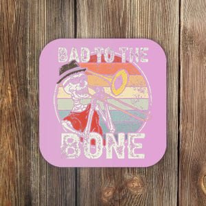 Trombone Bad To The Bone Retro Skeleton Marching Band Player Coaster