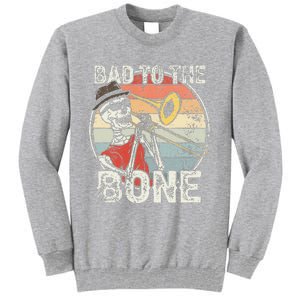 Trombone Bad To The Bone Retro Skeleton Marching Band Player Tall Sweatshirt