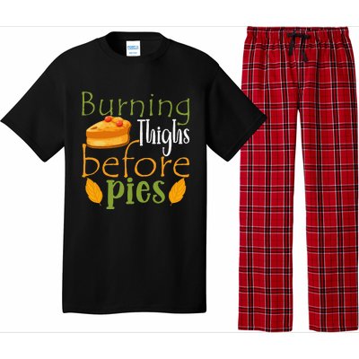 Thanksgiving Burning Thighs Before Pies Funny Turkey Workout Pajama Set