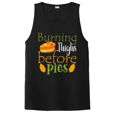 Thanksgiving Burning Thighs Before Pies Funny Turkey Workout PosiCharge Competitor Tank