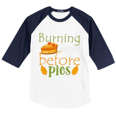 Thanksgiving Burning Thighs Before Pies Funny Turkey Workout Baseball Sleeve Shirt