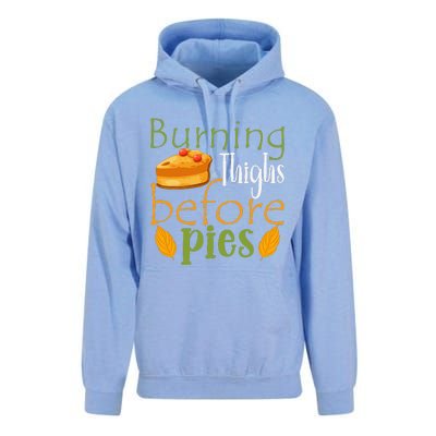 Thanksgiving Burning Thighs Before Pies Funny Turkey Workout Unisex Surf Hoodie