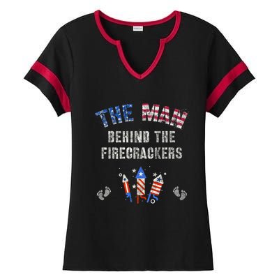 The Behind The Twins Firecrackers 4th Of July Expecting Cute Gift Ladies Halftime Notch Neck Tee