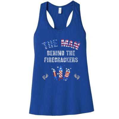 The Behind The Twins Firecrackers 4th Of July Expecting Cute Gift Women's Racerback Tank