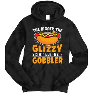 The Bigger The Glizzy The Happier The Gobbler Funny Hot Dog Tie Dye Hoodie