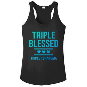 Triple Blessed Triplet Grandma Grand Funny Grandmother Gift Ladies PosiCharge Competitor Racerback Tank