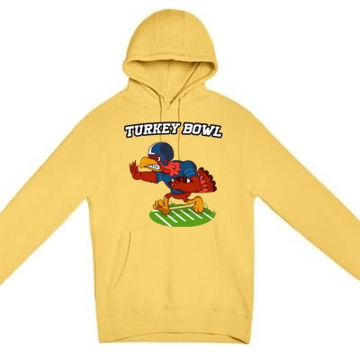 Turkey Bowl Thanksgiving Football Pilgrim Premium Pullover Hoodie