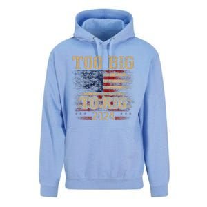 Too Big To Rig 2024 Funny Usa Flag Unisex Surf Hoodie