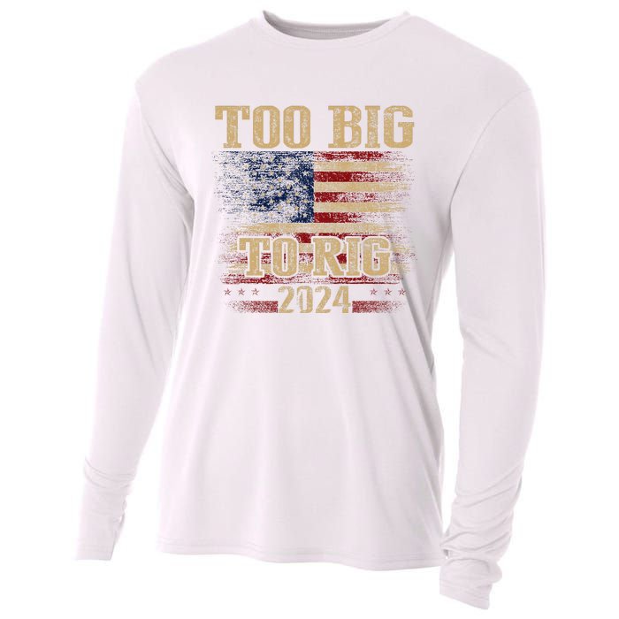 Too Big To Rig 2024 Funny Usa Flag Cooling Performance Long Sleeve Crew