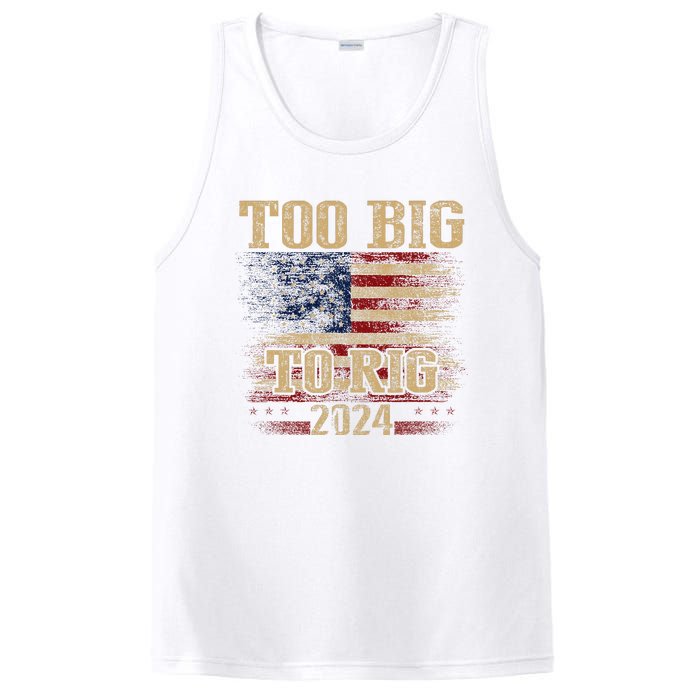 Too Big To Rig 2024 Funny Usa Flag PosiCharge Competitor Tank