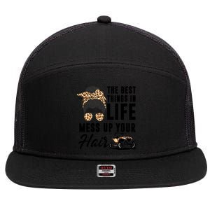 The Best Things In Life Mess Up Your Hair Utv Sxs Gift 7 Panel Mesh Trucker Snapback Hat