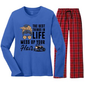 The Best Things In Life Mess Up Your Hair Utv Sxs Gift Women's Long Sleeve Flannel Pajama Set 