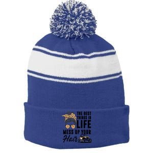 The Best Things In Life Mess Up Your Hair Utv Sxs Gift Stripe Pom Pom Beanie