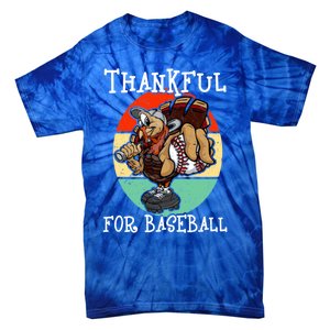 Turkey Baseball Thanksgiving Thankful Gift Tie-Dye T-Shirt