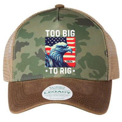Too Big To Rig Funny Conservative 2024 Legacy Tie Dye Trucker Hat