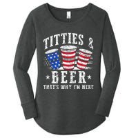 Titties & Beer Thats Why Im Here Red White And Blue Shots Women's Perfect Tri Tunic Long Sleeve Shirt