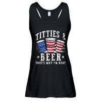 Titties & Beer Thats Why Im Here Red White And Blue Shots Ladies Essential Flowy Tank