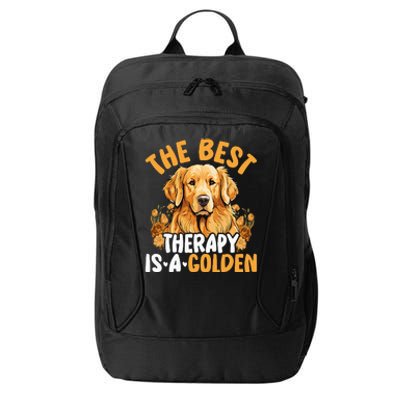 The Best Therapy Is A Golden Retriever Dog Lover Puppy Owner City Backpack