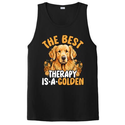 The Best Therapy Is A Golden Retriever Dog Lover Puppy Owner PosiCharge Competitor Tank