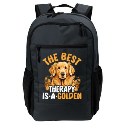 The Best Therapy Is A Golden Retriever Dog Lover Puppy Owner Daily Commute Backpack