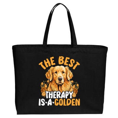 The Best Therapy Is A Golden Retriever Dog Lover Puppy Owner Cotton Canvas Jumbo Tote