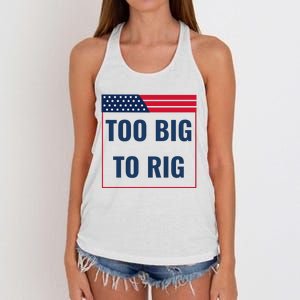 Too Big To Rig Saying Trump 2024 Funny Trump Quote Women's Knotted Racerback Tank