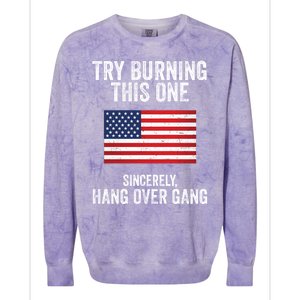 Try Burning This One Sincerely Hang Over Gang Tom Macdonald Colorblast Crewneck Sweatshirt