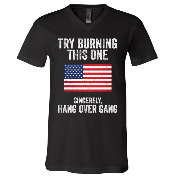 Try Burning This One Sincerely Hang Over Gang Tom Macdonald V-Neck T-Shirt