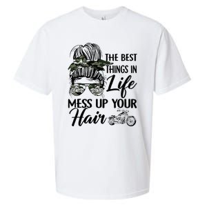 The Best Things In Life Mess Up Your Hair Motorcycle Women Sueded Cloud Jersey T-Shirt