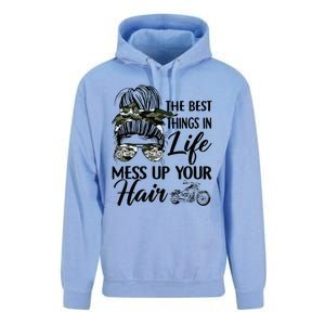 The Best Things In Life Mess Up Your Hair Motorcycle Women Unisex Surf Hoodie