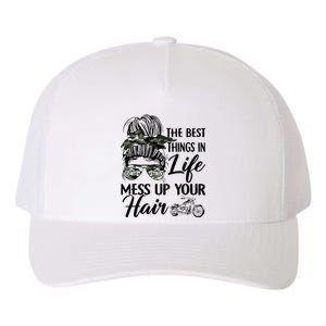 The Best Things In Life Mess Up Your Hair Motorcycle Women Yupoong Adult 5-Panel Trucker Hat