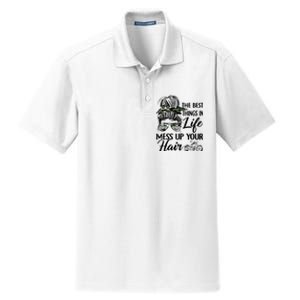 The Best Things In Life Mess Up Your Hair Motorcycle Women Dry Zone Grid Polo