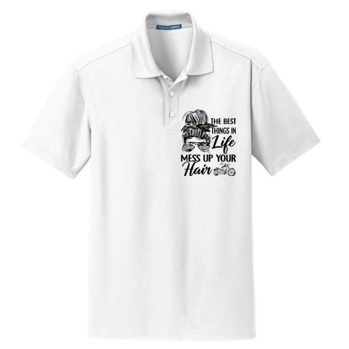 The Best Things In Life Mess Up Your Hair Motorcycle Women Dry Zone Grid Polo