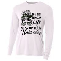 The Best Things In Life Mess Up Your Hair Motorcycle Women Cooling Performance Long Sleeve Crew