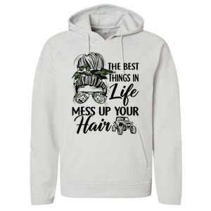 The Best Things In Life Mess Up Your Hair UTV SXS Funny Performance Fleece Hoodie