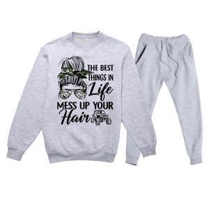 The Best Things In Life Mess Up Your Hair UTV SXS Funny Premium Crewneck Sweatsuit Set