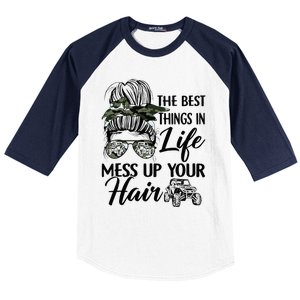 The Best Things In Life Mess Up Your Hair UTV SXS Funny Baseball Sleeve Shirt