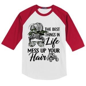 The Best Things In Life Mess Up Your Hair UTV SXS Funny Kids Colorblock Raglan Jersey