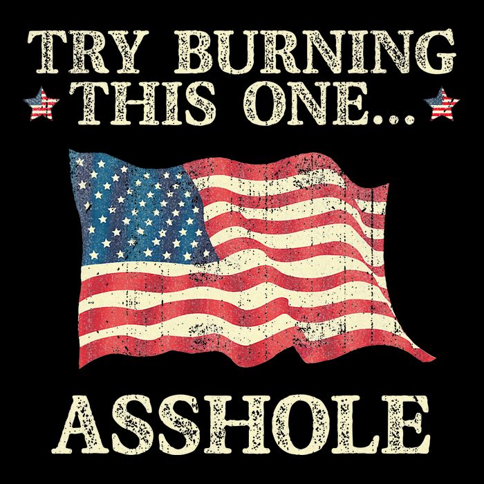 Try Burning This One Asshole American Flag Vintage Cooling Performance Crew T-Shirt