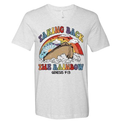 Taking Back The Rainbow Christian Jesus Rainbow Ship V-Neck T-Shirt