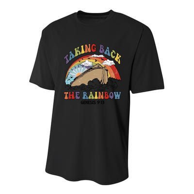 Taking Back The Rainbow Christian Jesus Rainbow Ship Youth Performance Sprint T-Shirt