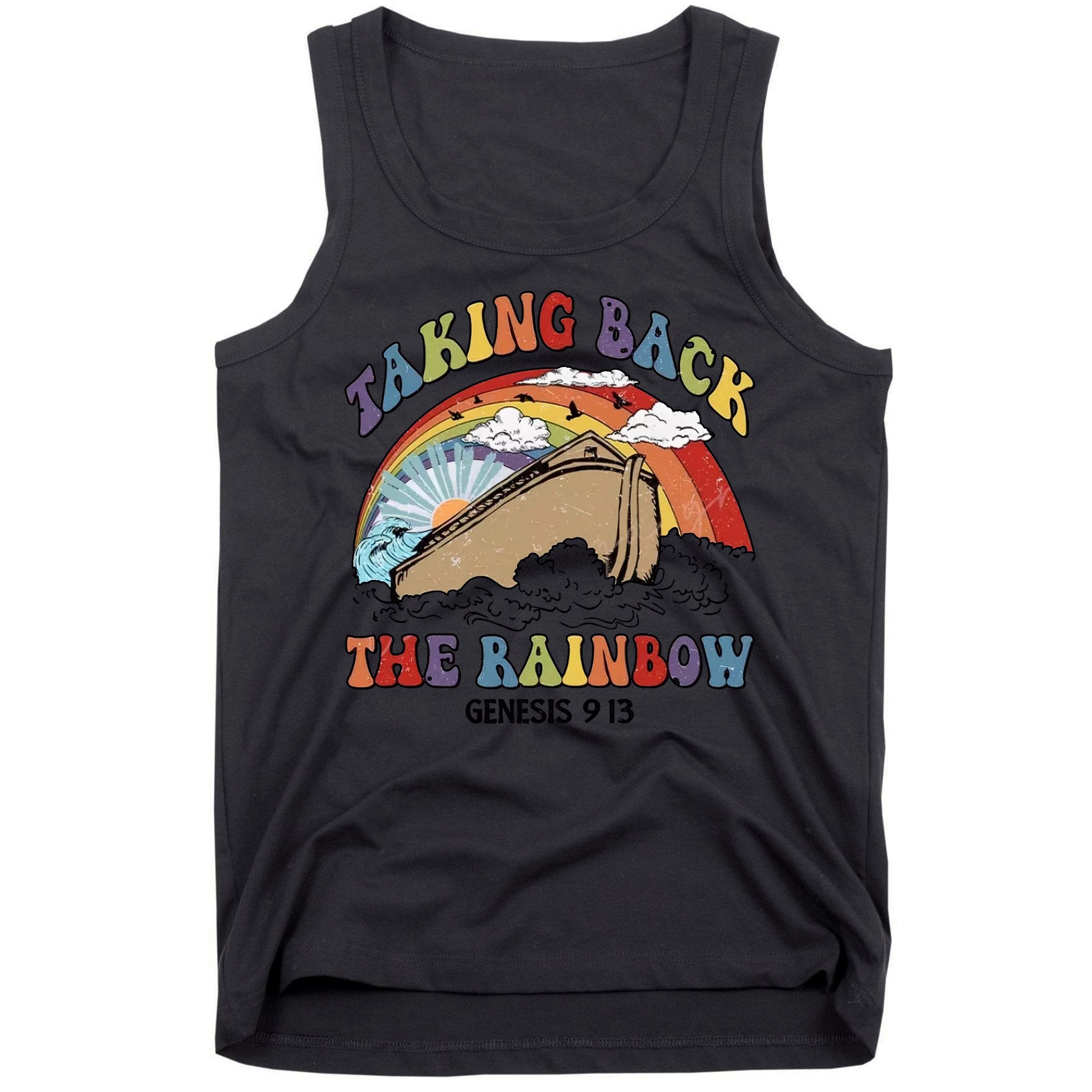 Taking Back The Rainbow Christian Jesus Rainbow Ship Tank Top
