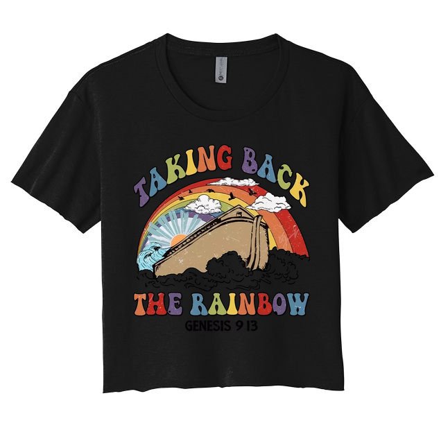 Taking Back The Rainbow Christian Jesus Rainbow Ship Crop Top