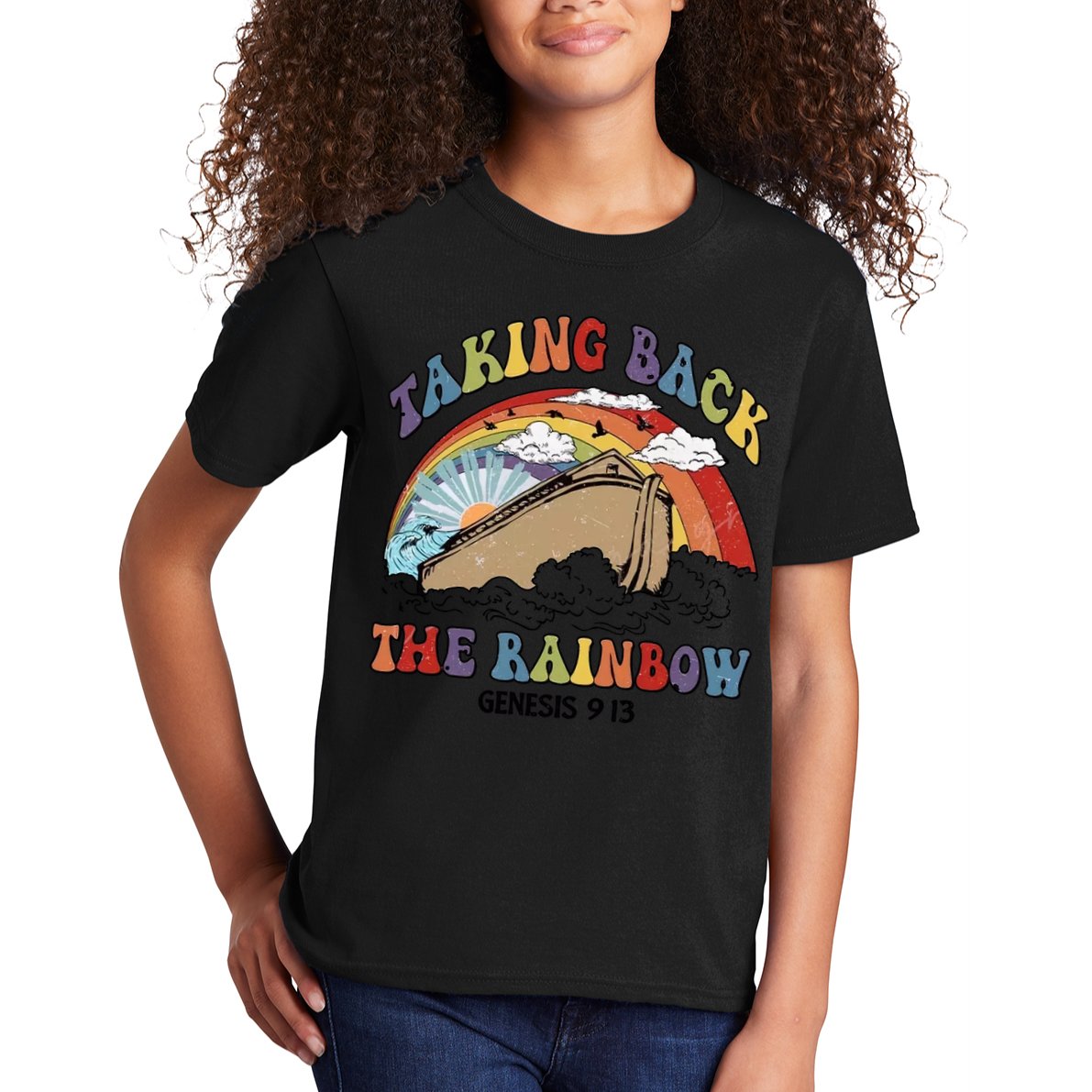 Taking Back The Rainbow Christian Jesus Rainbow Ship Kids T-Shirt