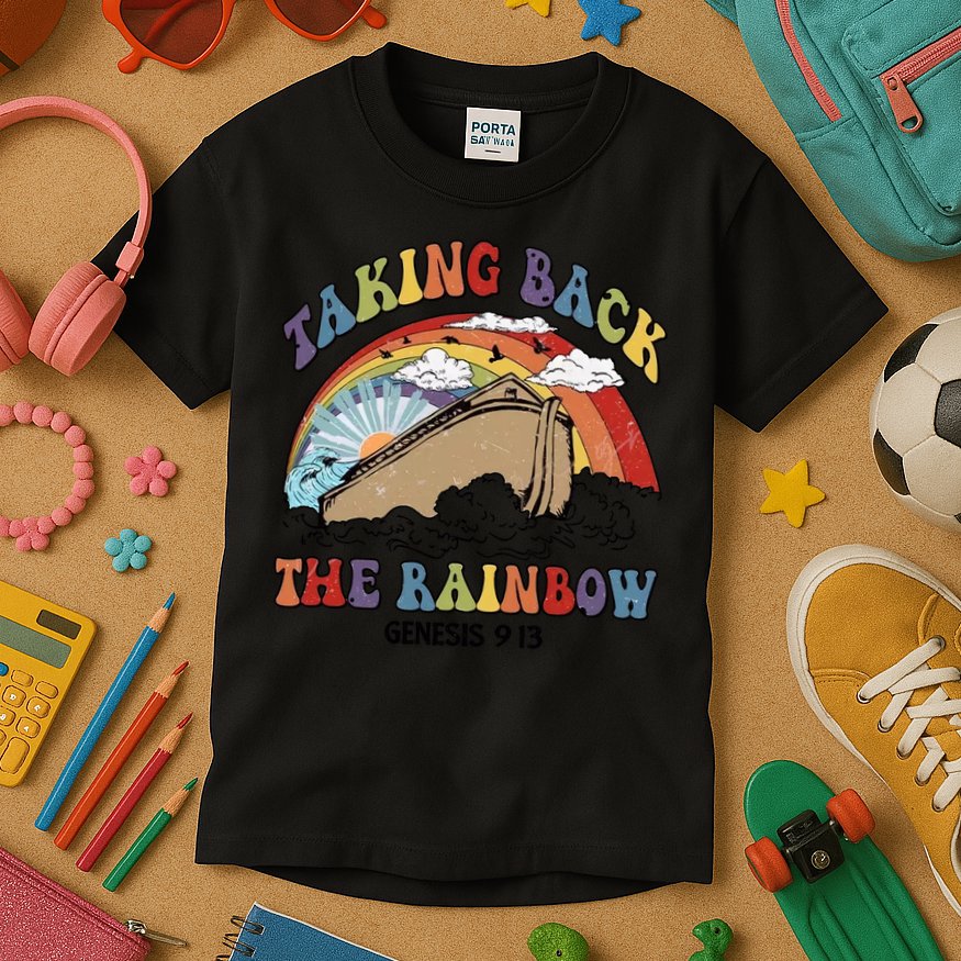 Taking Back The Rainbow Christian Jesus Rainbow Ship Kids T-Shirt