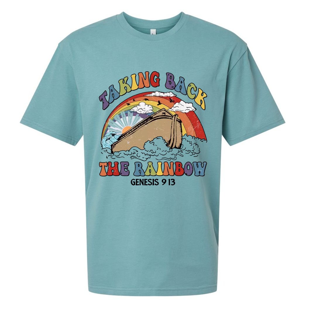 Taking Back The Rainbow Christian Jesus Rainbow Ship Sueded Cloud Jersey T-Shirt